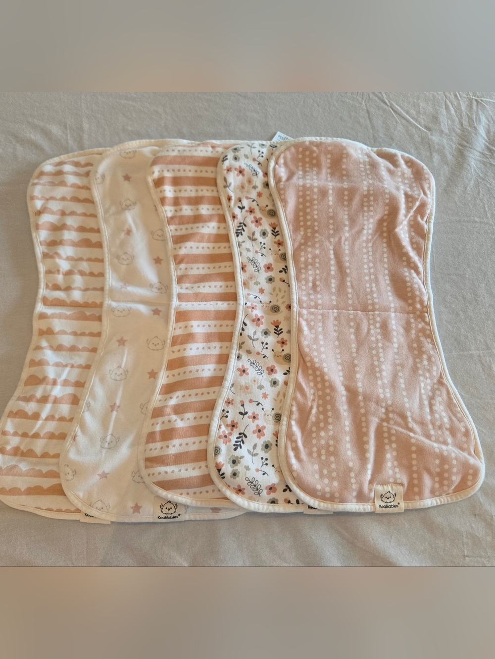 KeaBabies - 5 Pack Floral, Pink, White w/birds & Stars , & Pink Stripes - (OS)